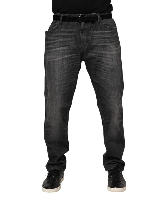 Dolce & Gabbana Gray Washed Cotton Loose Denim Jeans Dolce & Gabbana