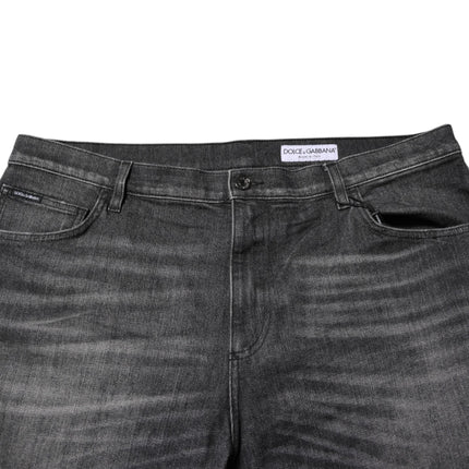 Dolce & Gabbana Gray Washed Cotton Loose Denim Jeans