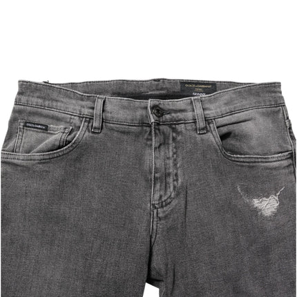 Dolce & Gabbana Gray Cotton Logo Plaque Men Denim Jeans