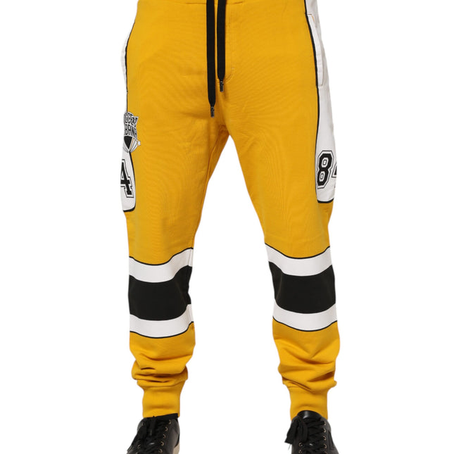 Dolce & Gabbana Yellow Print Cotton Drawstring Jogger Pants