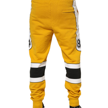 Dolce & Gabbana Yellow Print Cotton Drawstring Jogger Pants