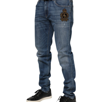 Dolce & Gabbana Blue Logo Embroidery Denim Jeans