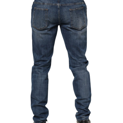 Dolce & Gabbana Blue Logo Embroidery Denim Jeans
