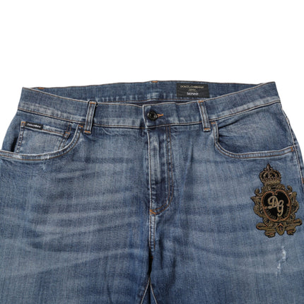 Dolce & Gabbana Blue Logo Embroidery Denim Jeans