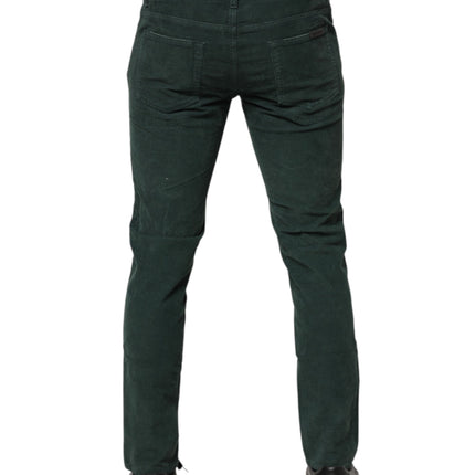 Dolce & Gabbana Green Cotton Corduroy Skinny Pants
