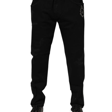 Dolce & Gabbana Black Cotton Skinny Men Denim Jeans