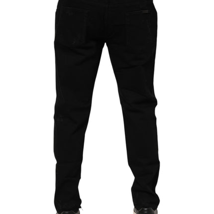 Dolce & Gabbana Black Cotton Skinny Men Denim Jeans