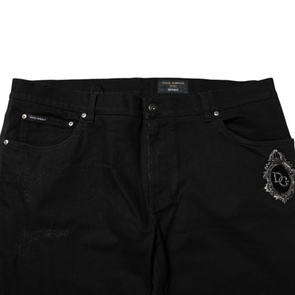 Dolce & Gabbana Black Cotton Skinny Men Denim Jeans