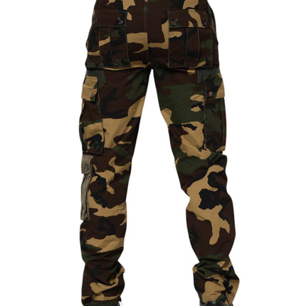 Dolce & Gabbana Brown Cotton Camouflage Cargo Pants