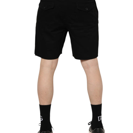 Dolce & Gabbana Black Cotton Knee Length Men Bermuda Shorts