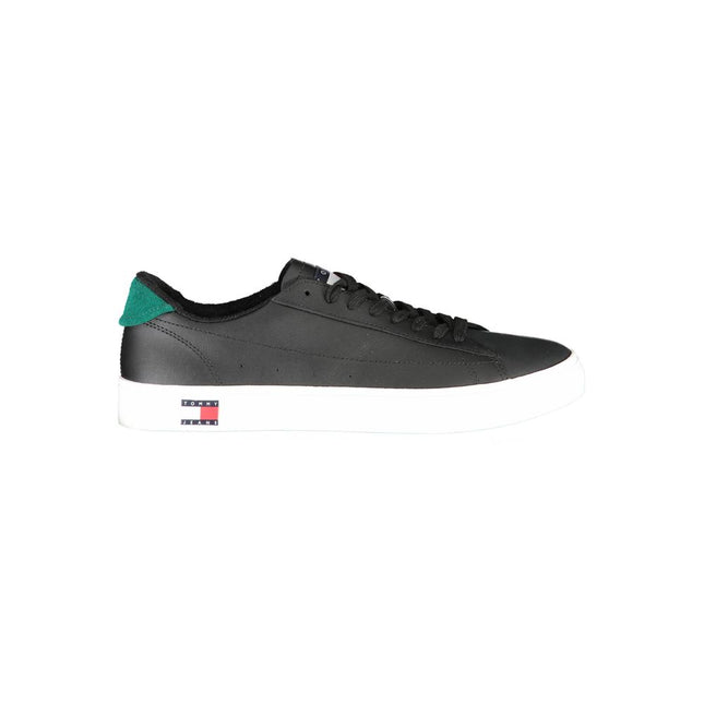 Tommy Hilfiger Black Leather Men Sneaker Tommy Hilfiger