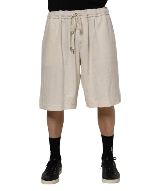 Dolce & Gabbana Ivory Cotton Men Bermuda Sweatshorts Shorts Dolce & Gabbana