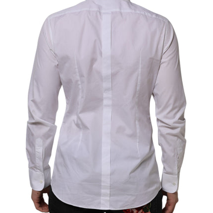 Dolce & Gabbana White Bib Cotton Poplin GOLD Formal Shirt