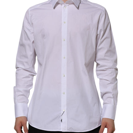 Dolce & Gabbana White Cotton GOLD Long Sleeves Formal Shirt