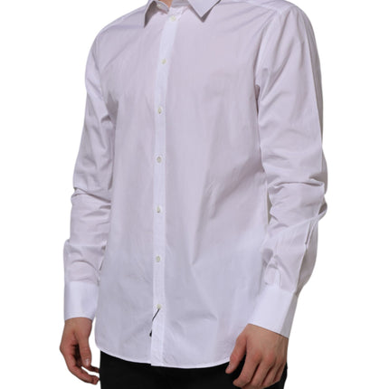 Dolce & Gabbana White Cotton GOLD Long Sleeves Formal Shirt