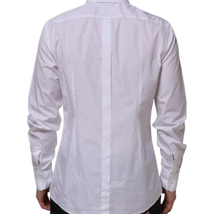 Dolce & Gabbana White Cotton GOLD Long Sleeves Formal Shirt