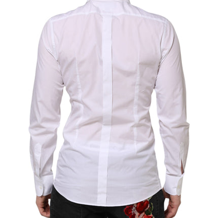Dolce & Gabbana White Cotton GOLD Bib Poplin Formal Shirt