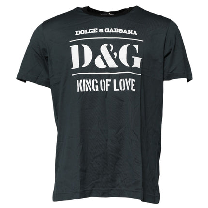 Dolce & Gabbana Black Cotton Printed Short Sleeves T-shirt