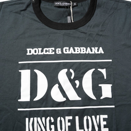 Dolce & Gabbana Black Cotton Printed Short Sleeves T-shirt