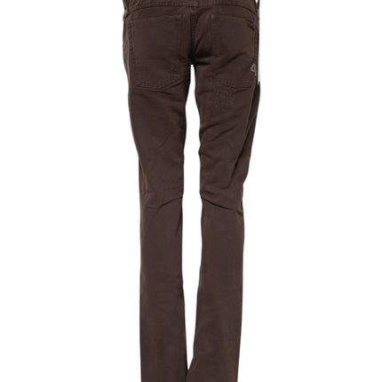 CYCLE Brown Cotton Low Waist Skinny Casual Jeans