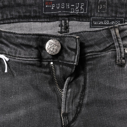 Acht Dark Gray Cotton Slim Fit Denim Low Waist Denim Jeans