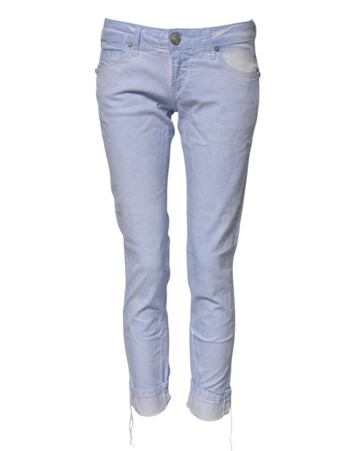 Acht Light Blue Cotton Slim Fit Denim Low Waist Denim Jeans Acht