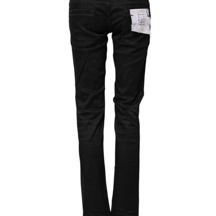Acht Black Cotton Slim Fit Denim Low Waist Denim Jeans