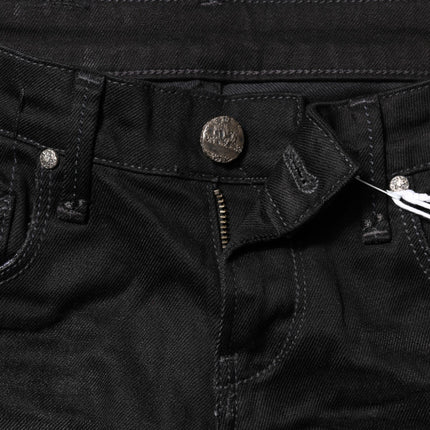Acht Black Cotton Slim Fit Denim Low Waist Denim Jeans
