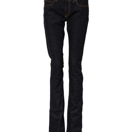 GF Ferre Dark Blue Cotton Mid Waisted Skinny Denim Jeans