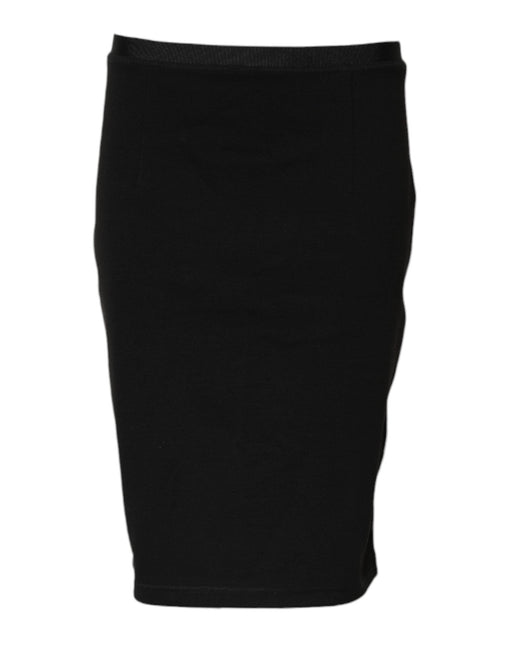 GF Ferre Black Polyester Pencil Cut Knee Length Skirt GF Ferre