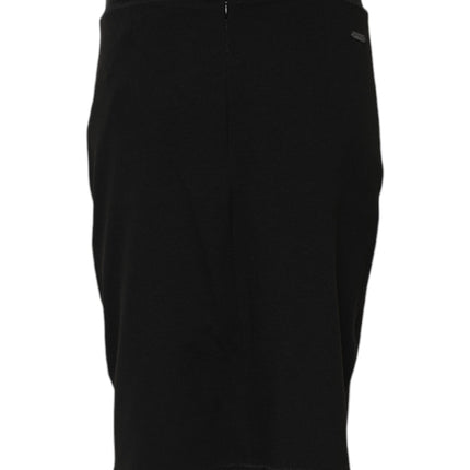 GF Ferre Black Polyester Pencil Cut Knee Length Skirt