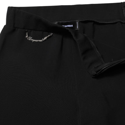 Dsquared² Black Polyester High Waisted Flared Pants