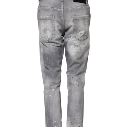 Dsquared² Gray Washed Mid Waist Tapered Jeans