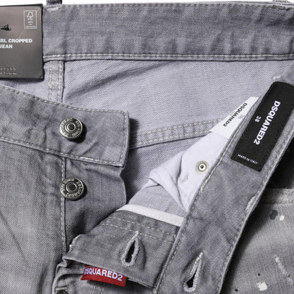 Dsquared² Gray Washed Mid Waist Tapered Jeans