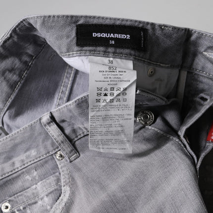 Dsquared² Gray Washed Mid Waist Tapered Jeans