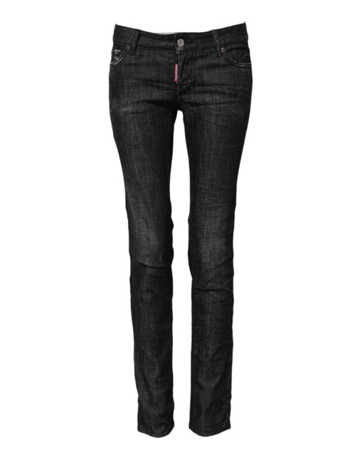 Dsquared² Black Cotton Low Waist Skinny Denim Jeans Dsquared²