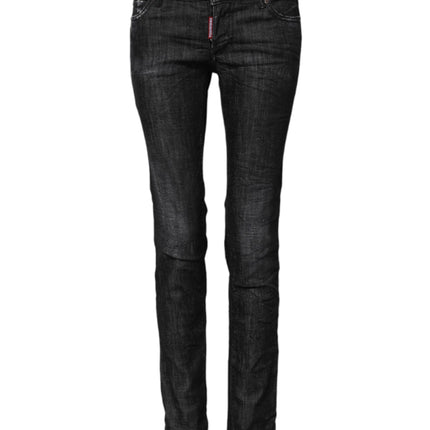 Dsquared² Black Cotton Low Waist Skinny Denim Jeans