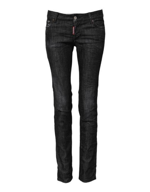 Dsquared² Black Cotton Low Waist Skinny Denim Jeans Dsquared²