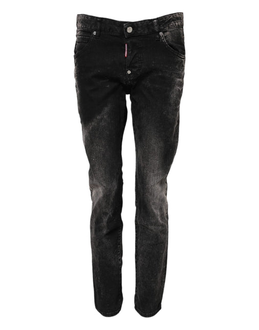 Dsquared² Black Washed Mid Waist Tapered Denim Jeans Dsquared²