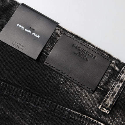 Dsquared² Black Washed Mid Waist Tapered Denim Jeans