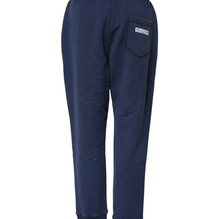 Dsquared² Blue Cotton Mid Waisted Jogger Pants