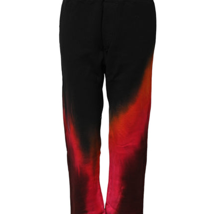 Dsquared² Black Red Cotton Straight Fit Jogger Pants