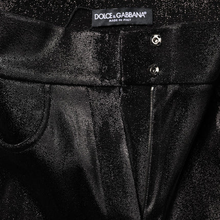 Dolce & Gabbana Black Cotton Stretch Silver Lurex Thread Pants