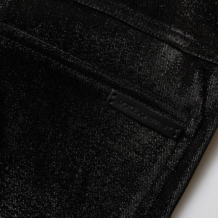 Dolce & Gabbana Black Cotton Stretch Silver Lurex Thread Pants