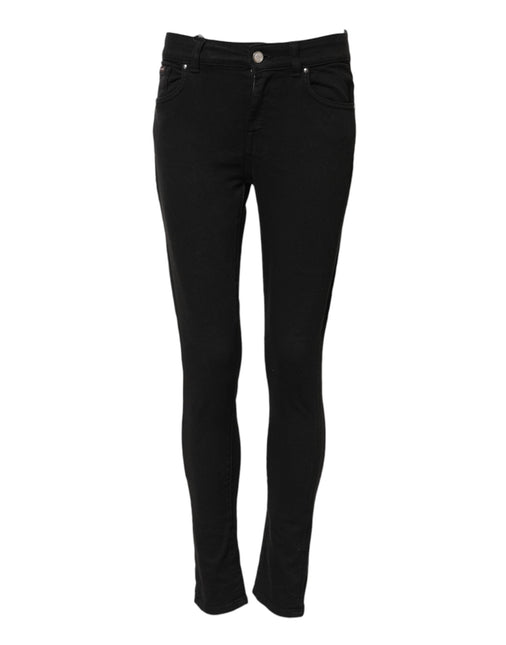 Dolce & Gabbana Black Cotton Skinny Mid Waist Denim Jeans Dolce & Gabbana