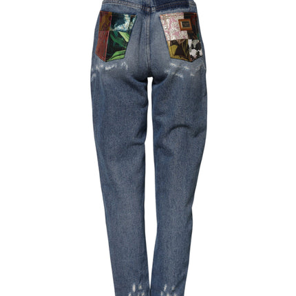 Dolce & Gabbana Blue Tattered High Waist Women Denim Jeans