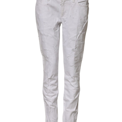 Dolce & Gabbana White Cotton Mid Waisted Women Denim Jeans