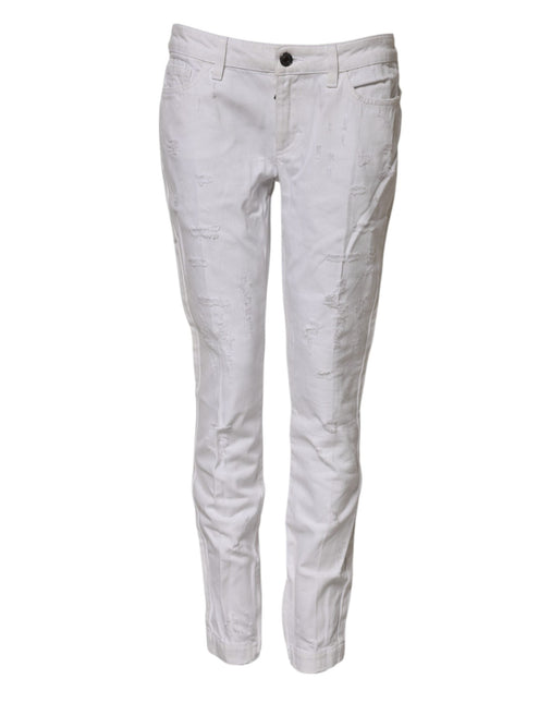 Dolce & Gabbana White Cotton Mid Waisted Women Denim Jeans Dolce & Gabbana