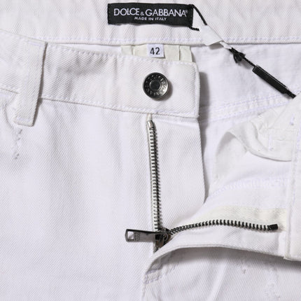 Dolce & Gabbana White Cotton Mid Waisted Women Denim Jeans