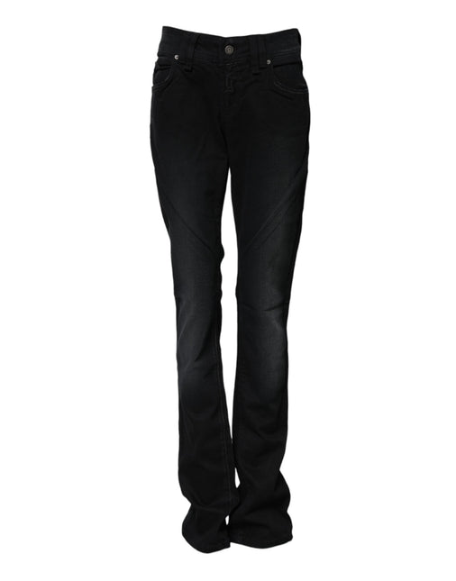 John Galliano Black Cotton Mid Waist Tapered Denim Jeans John Galliano
